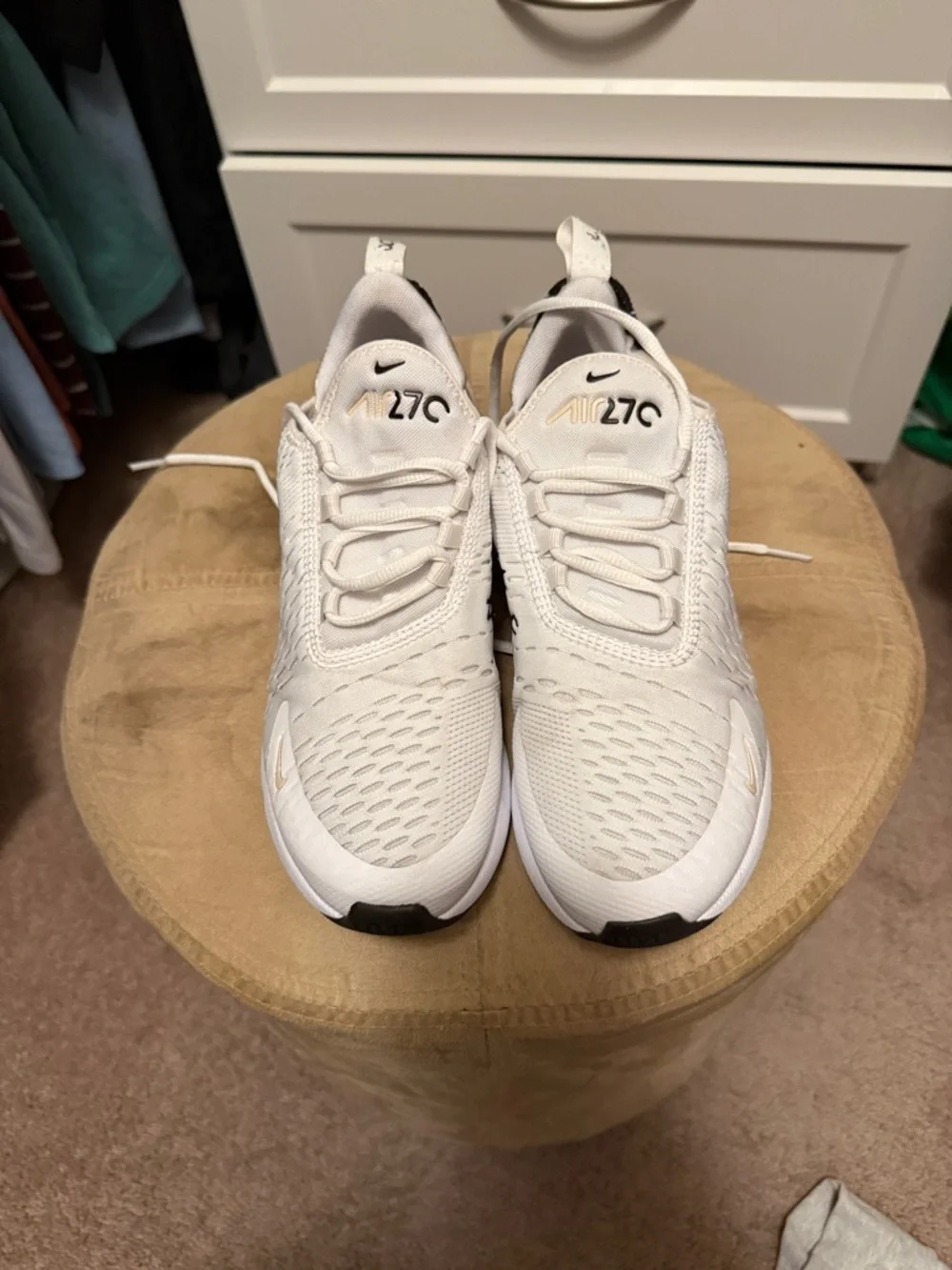 Nike Air Max 270 White Black Cream Women's Athletic Shoes